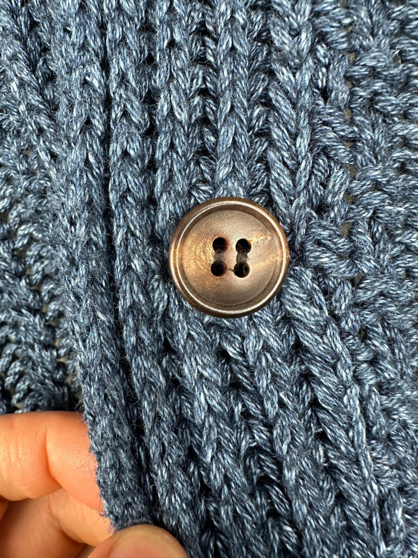 SS20 Indigo Aran Shawl Collar Cardigan