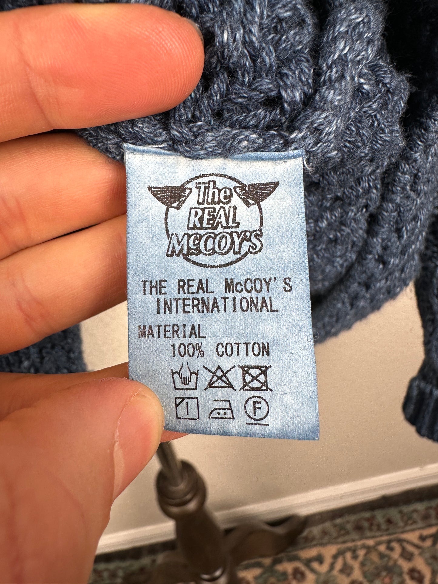 SS20 Indigo Aran Shawl Collar Cardigan