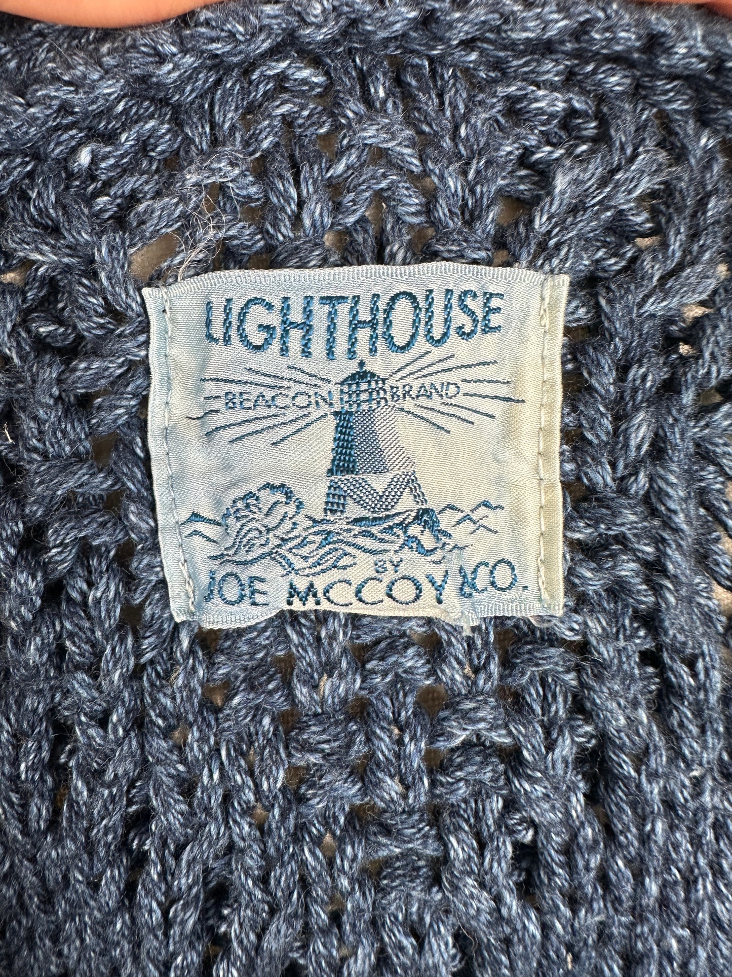 SS20 Indigo Aran Shawl Collar Cardigan