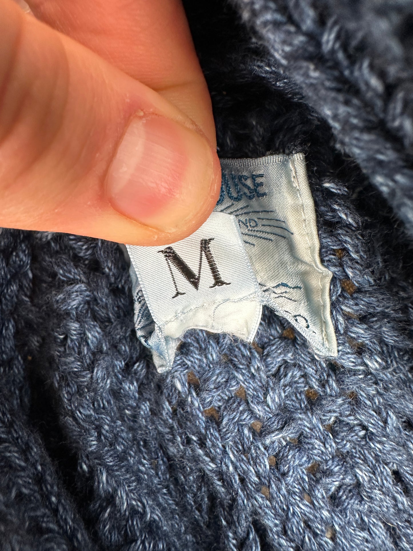 SS20 Indigo Aran Shawl Collar Cardigan