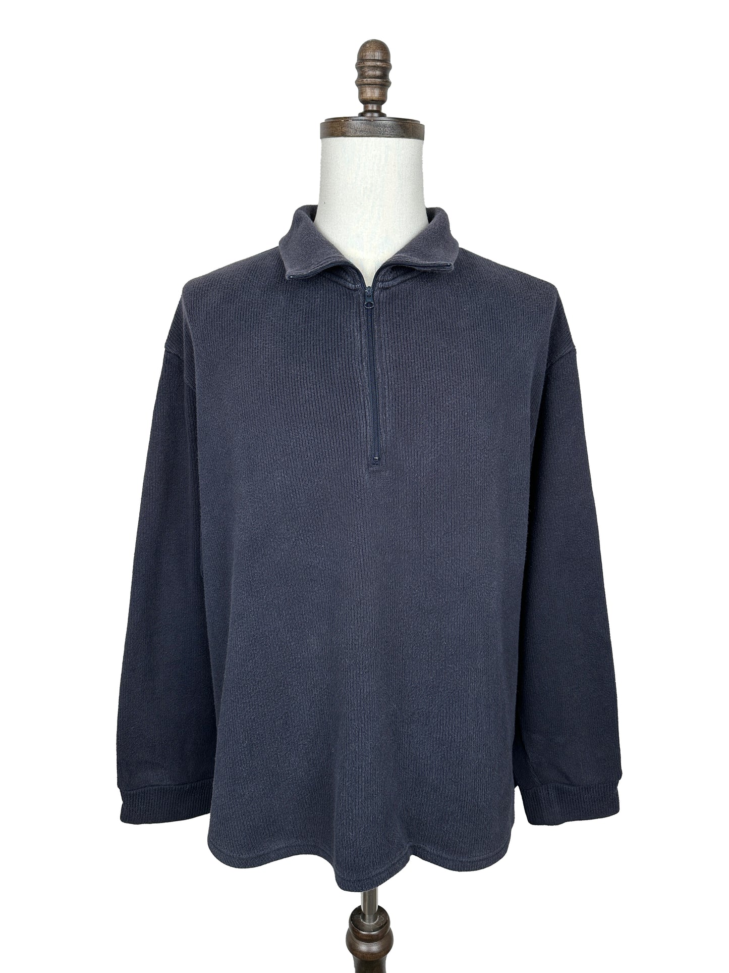 Ribbed Cotton Half-Zip Sweater