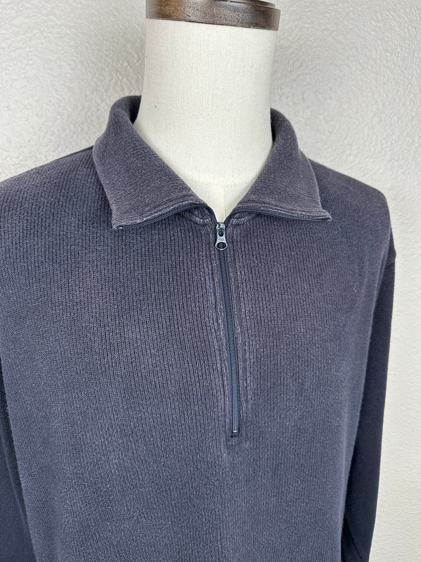 Ribbed Cotton Half-Zip Sweater