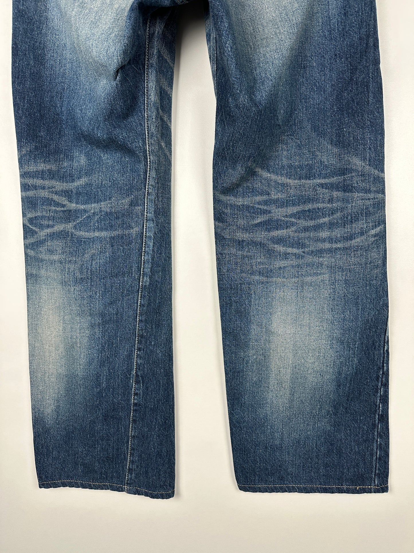 12.5oz Selvedge Jeans Loose Straight Fit - 1930s Used Wash