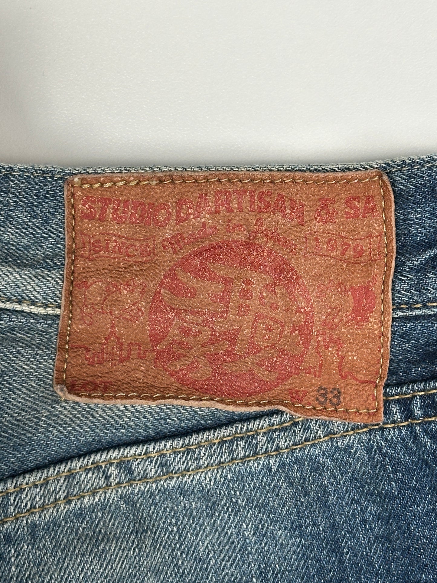 12.5oz Selvedge Jeans Loose Straight Fit - 1930s Used Wash