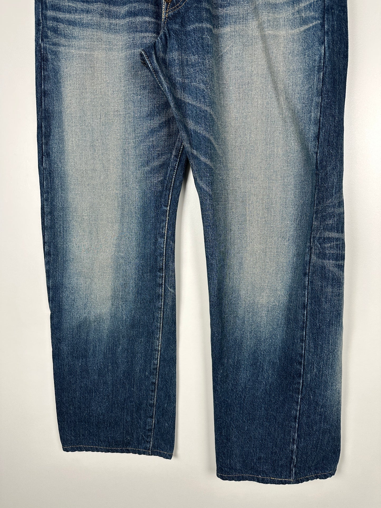 12.5oz Selvedge Jeans Loose Straight Fit - 1930s Used Wash
