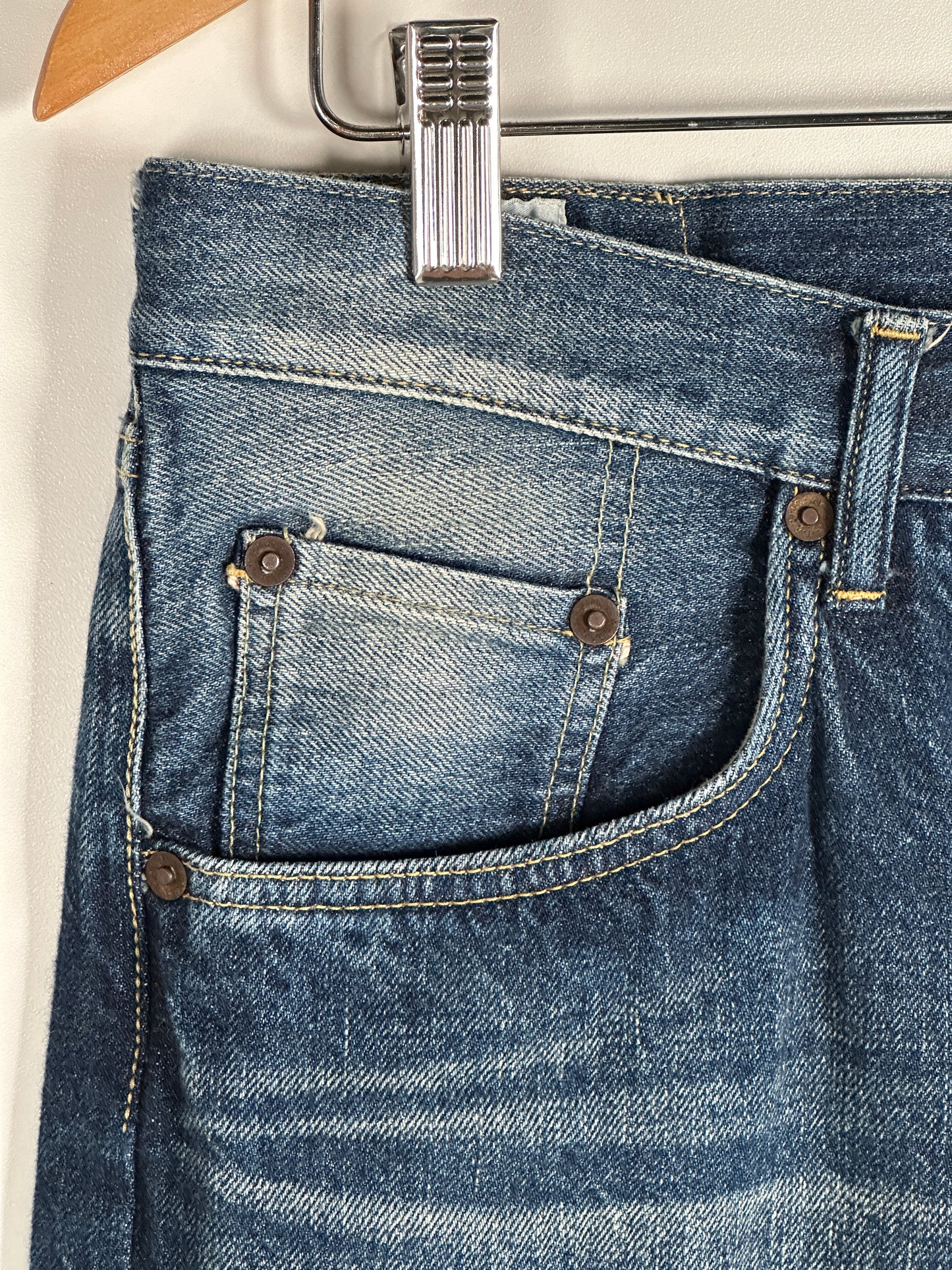 12.5oz Selvedge Jeans Loose Straight Fit - 1930s Used Wash