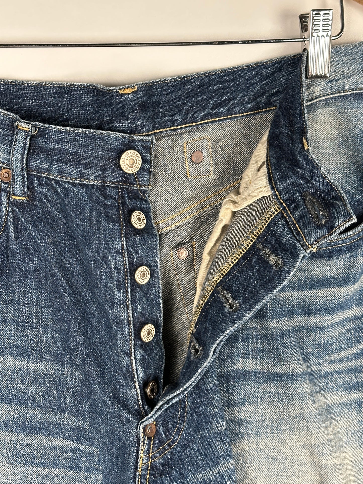 12.5oz Selvedge Jeans Loose Straight Fit - 1930s Used Wash