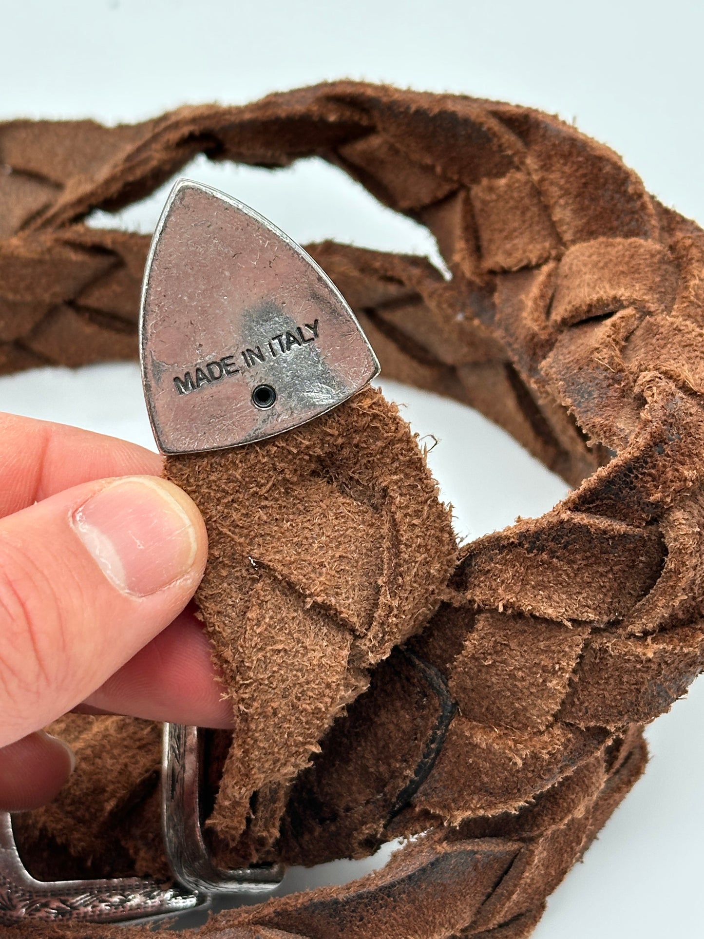 Alberto Luti Handpainted Treccia Woven Antiqued Belt