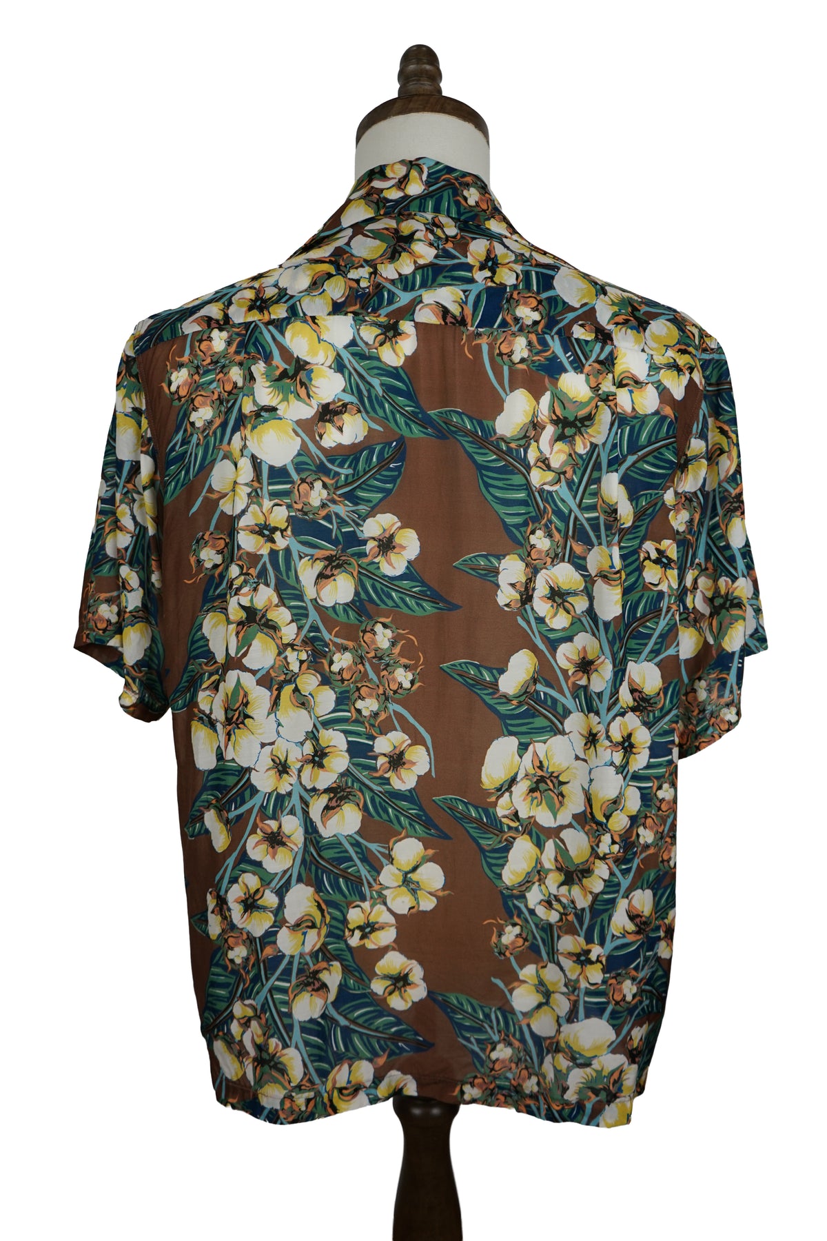 SS22 Silk Rayon Cotton Flower Pattern Wrangle Collar Aloha Shirt