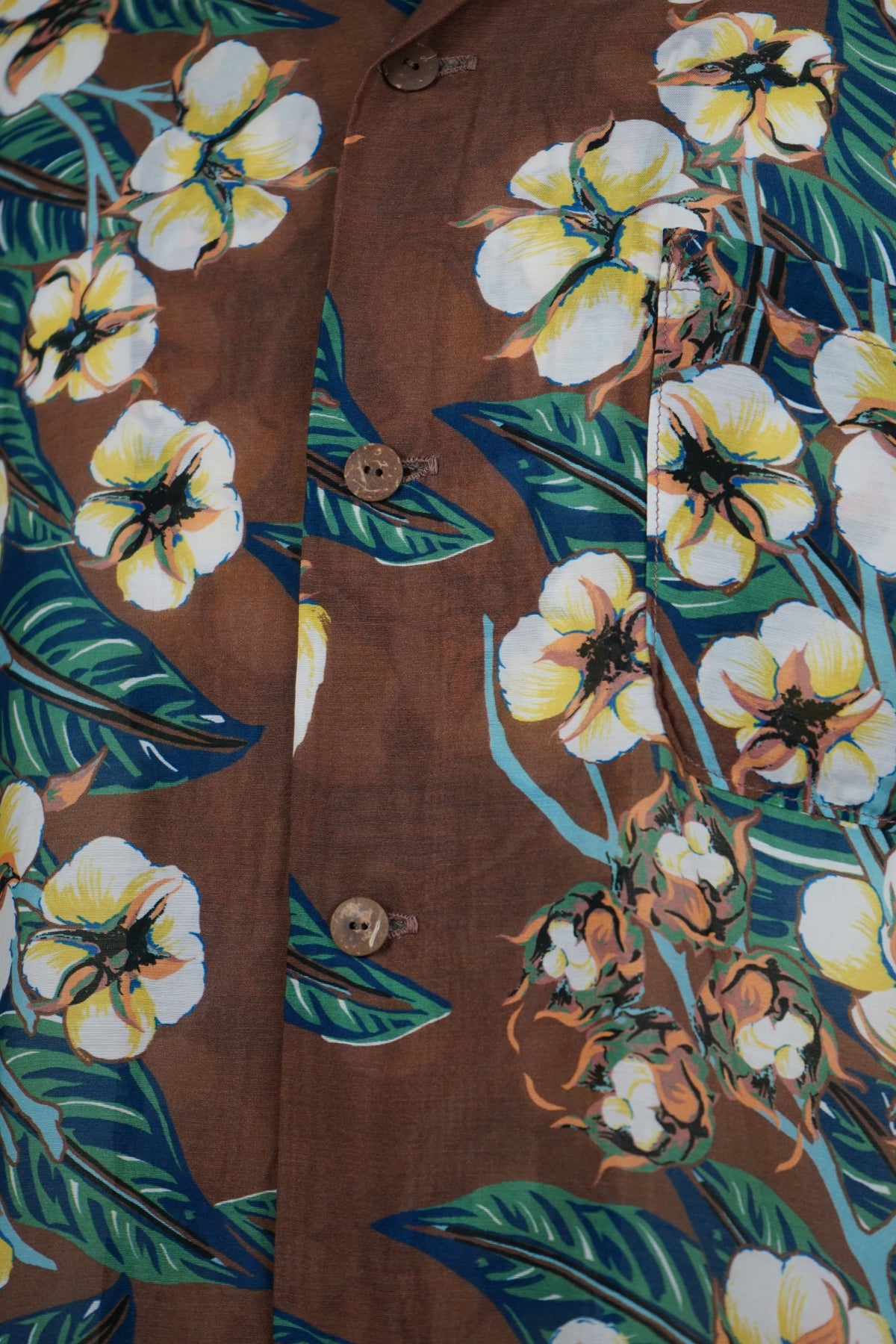 SS22 Silk Rayon Cotton Flower Pattern Wrangle Collar Aloha Shirt