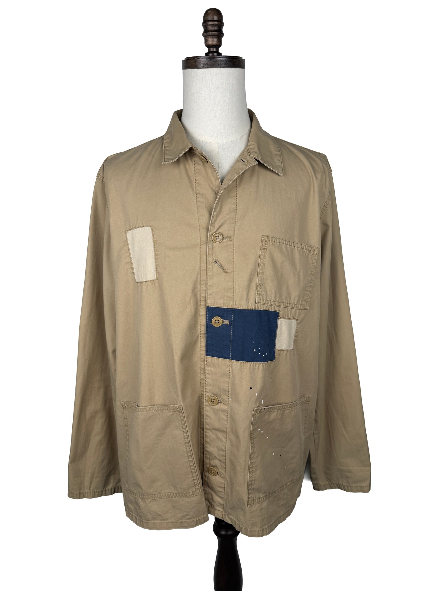 Paint-Splattered Patchwork Coverall Jacket