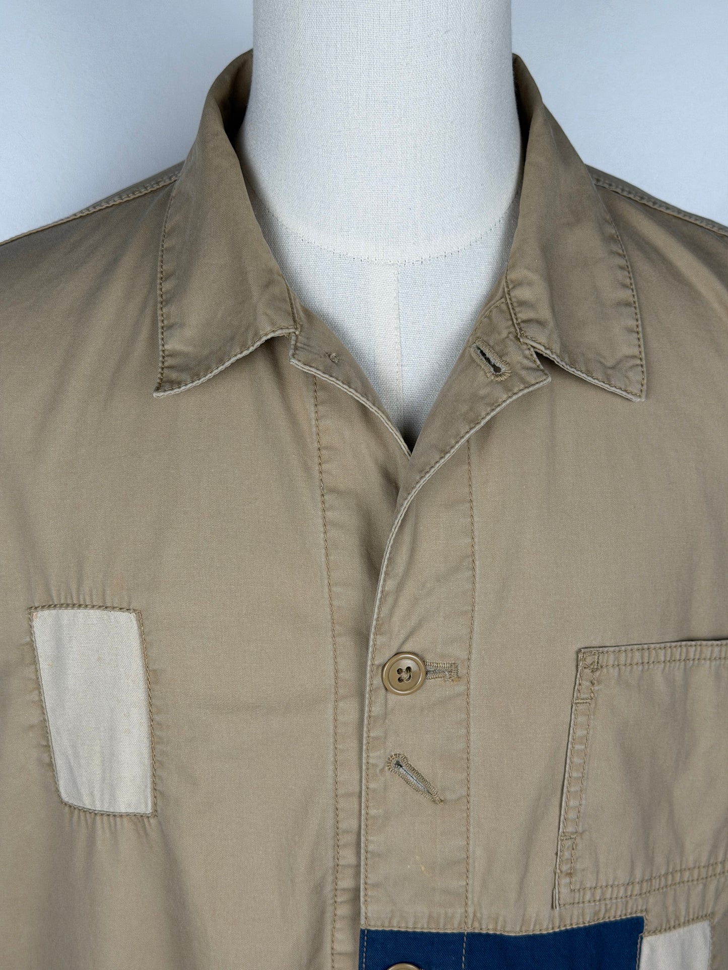 Paint-Splattered Patchwork Coverall Jacket