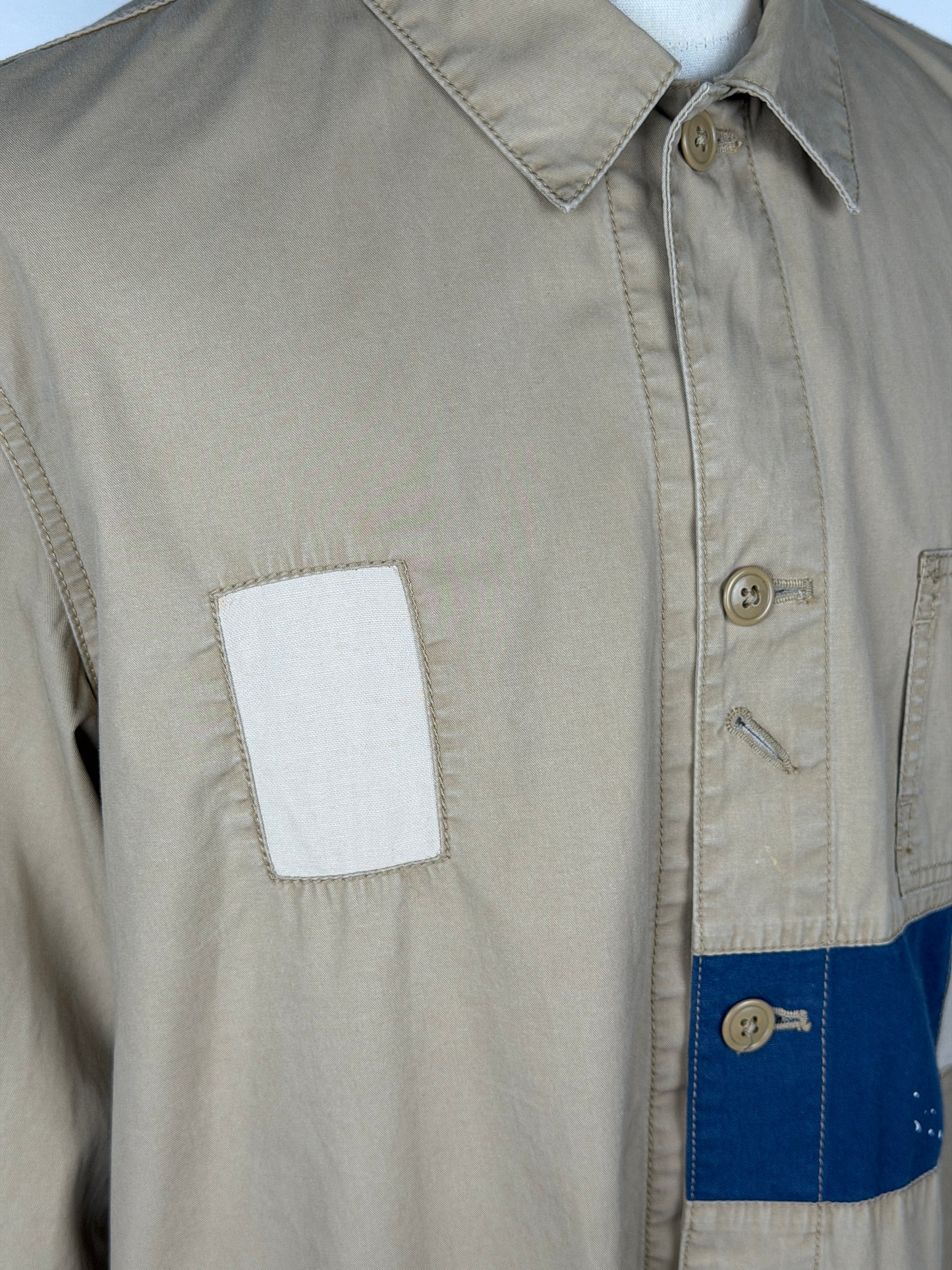 Paint-Splattered Patchwork Coverall Jacket