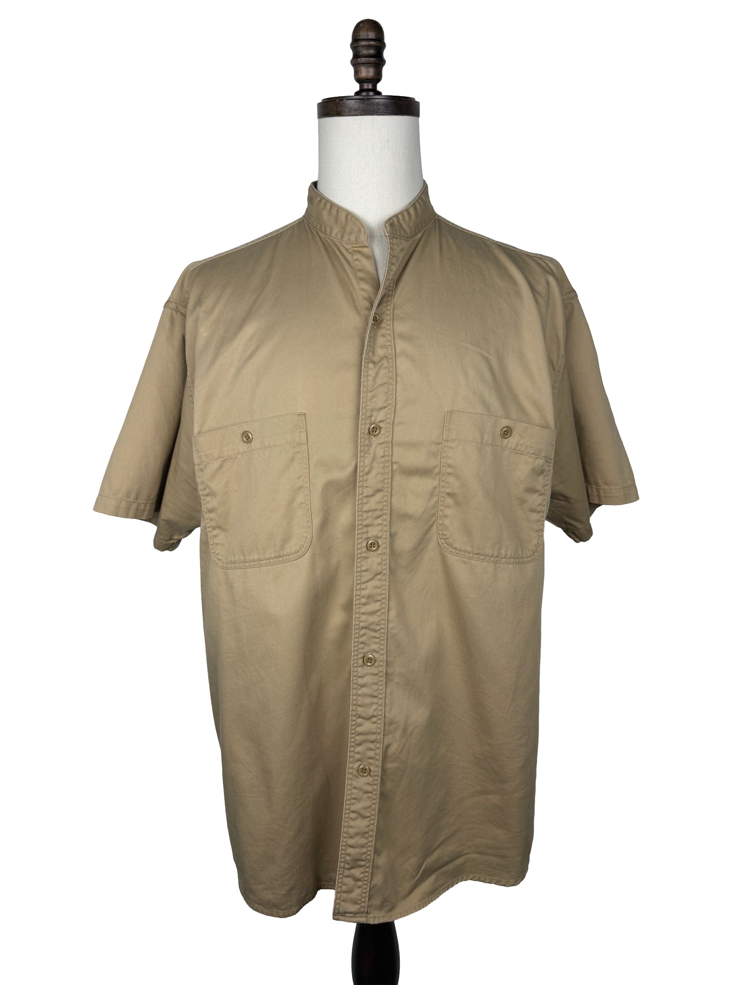 Twill Stand Collar Short Sleeve Shirt