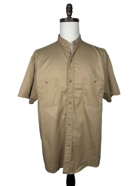 Twill Stand Collar Short Sleeve Shirt