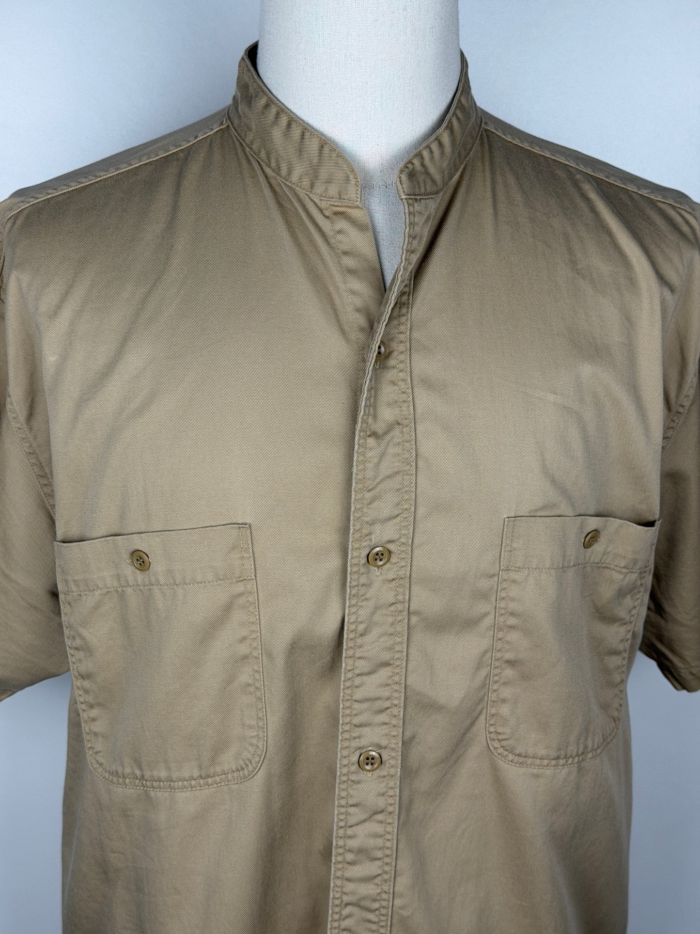 Twill Stand Collar Short Sleeve Shirt