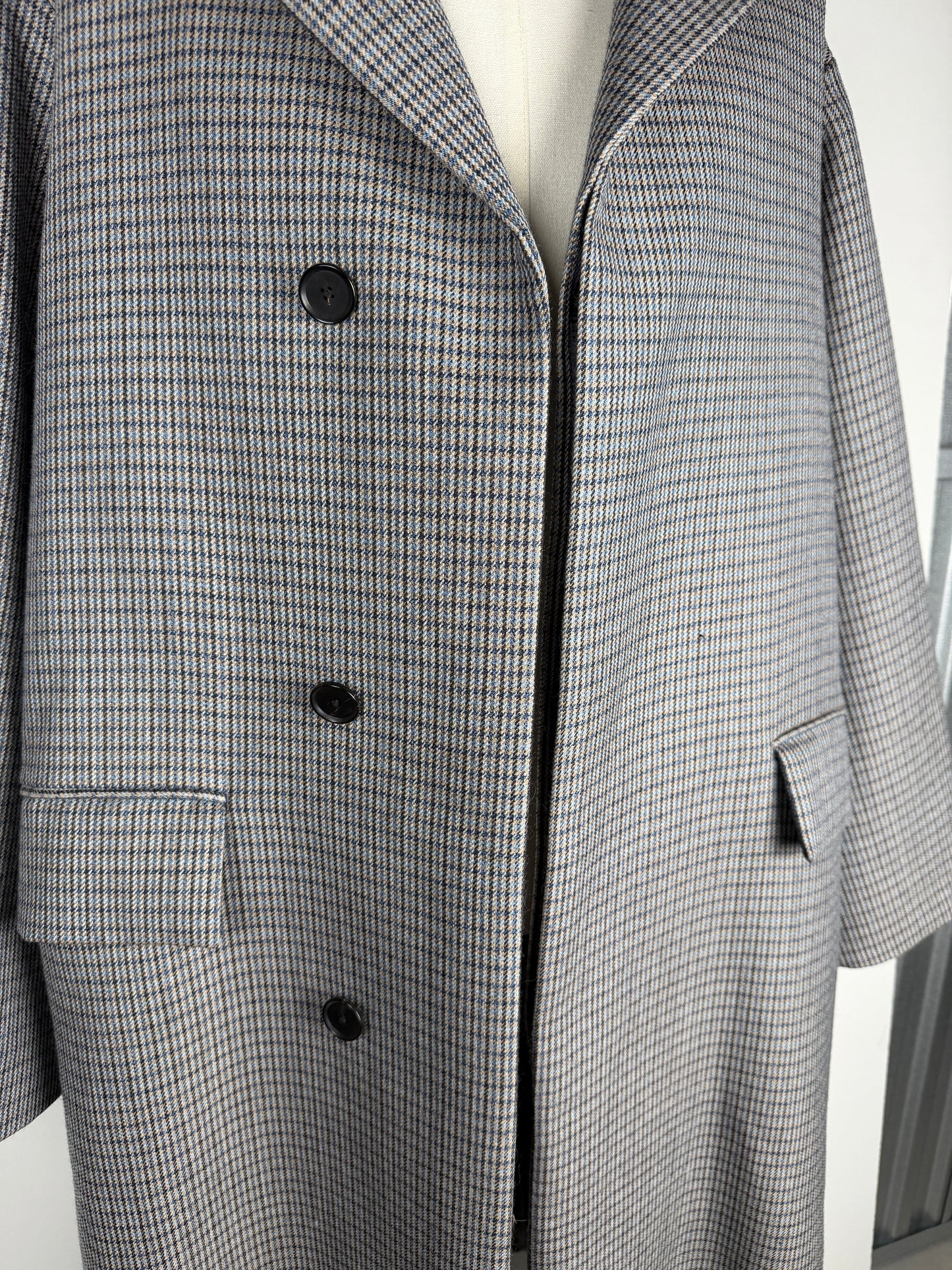 Double Face Check Soutien Collar Coat