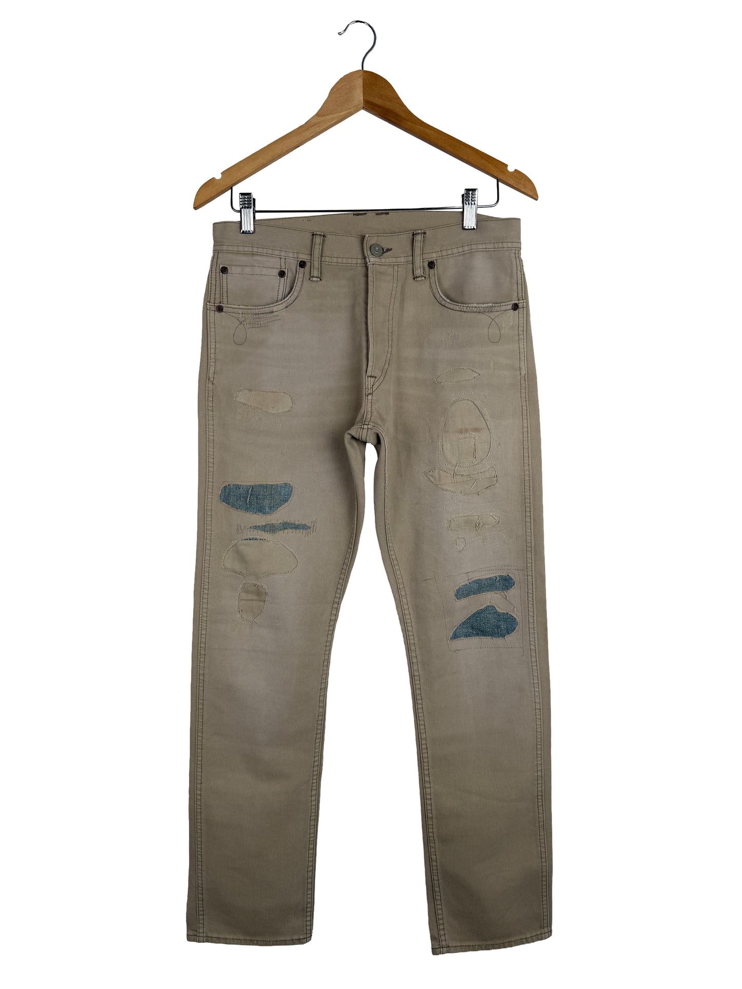 Slim Fit Repaired Bedford Cord Pants