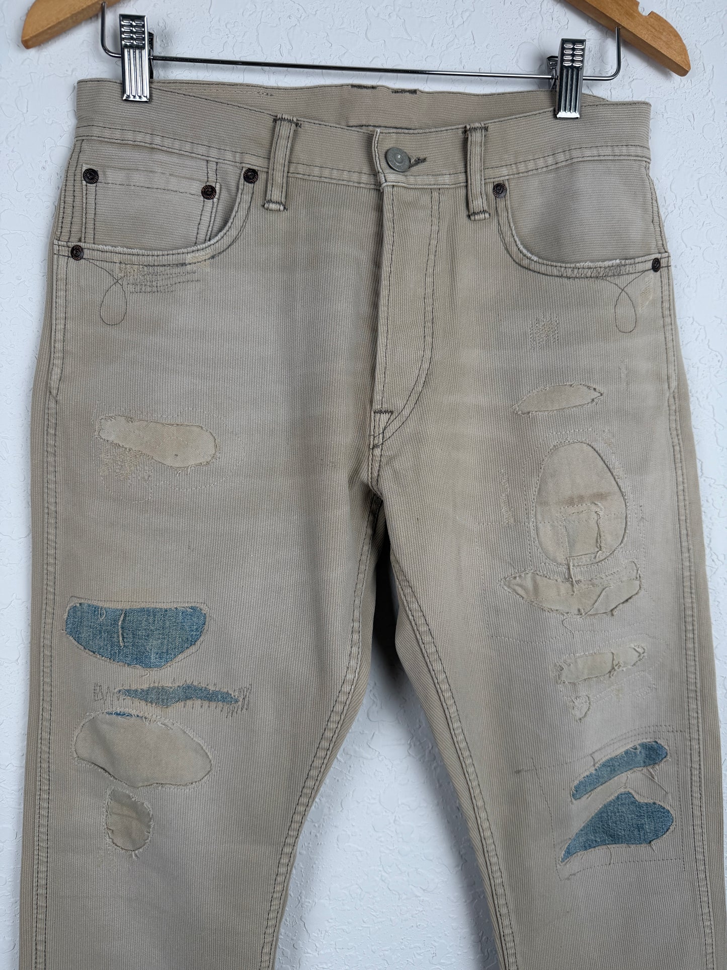 Slim Fit Repaired Bedford Cord Pants