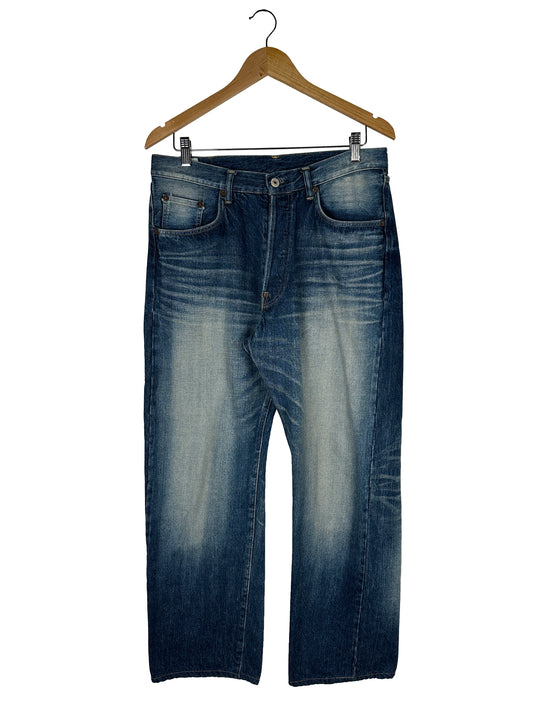12.5oz Selvedge Jeans Loose Straight Fit - 1930s Used Wash